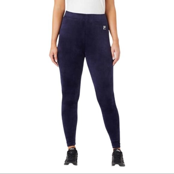 Fila Estefania Emboss Logo Velour Legging Pants XL - Picture 1 of 13